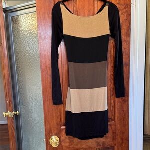 Elegant Striped Long Sleeve Dress NWT